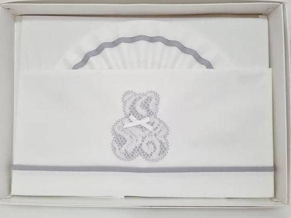 Lenzuola culla orso pizzo