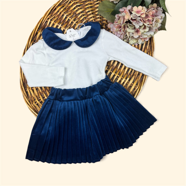 coordinato in velluto blu